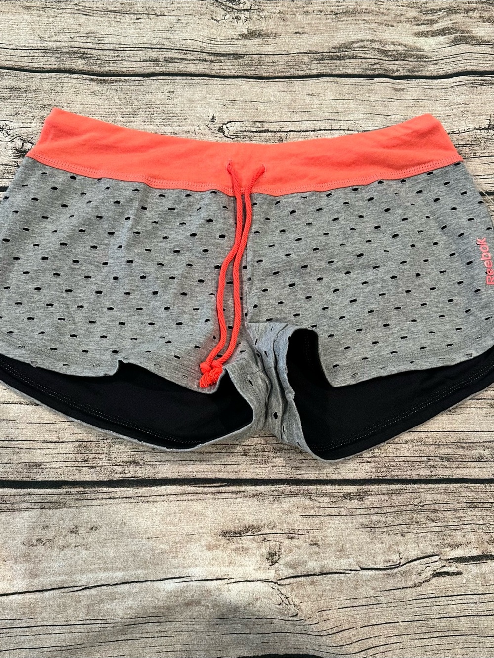 NWT Reebok Gray Shorts with Coral Waistband and Black Lining Size Small